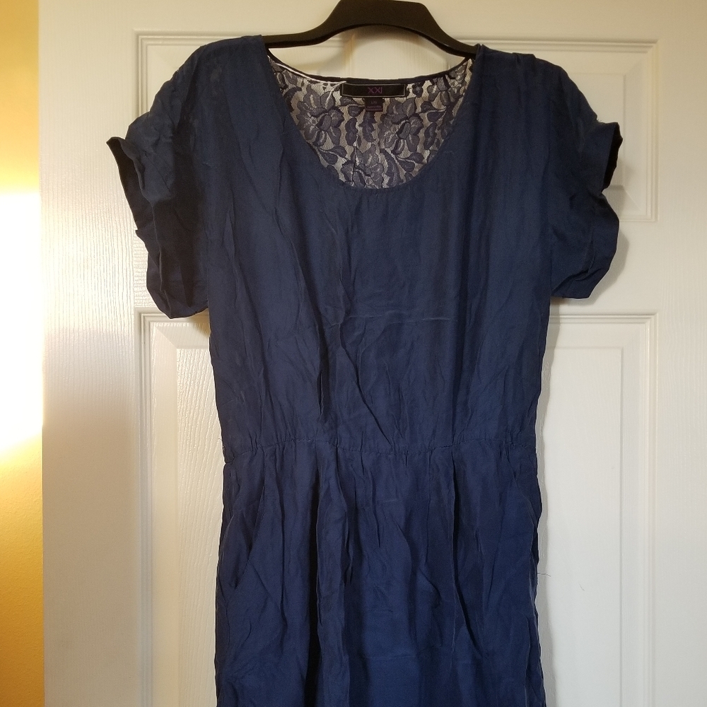 Blue lace back dress